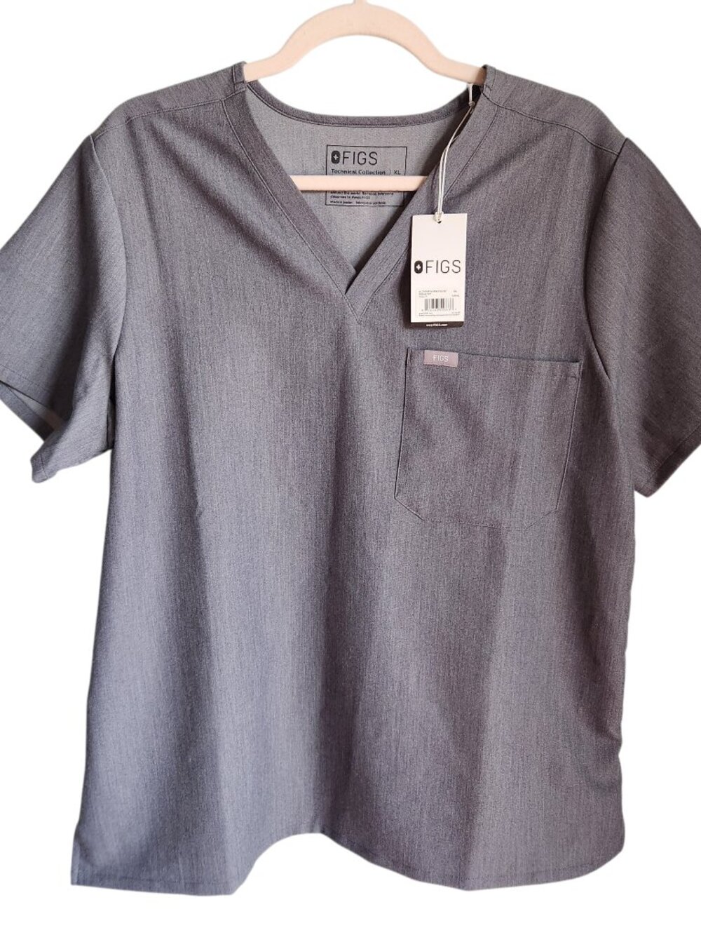 Figs Scrub Top XL Gray Grey Catarina One Pocket Short Sleeve V Neck NEW Women's